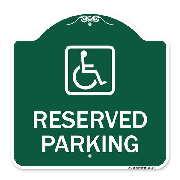 Reserved Parking Handicapped Blue, Green & White Aluminum Sign, 18" x 18", GW-1818-23158